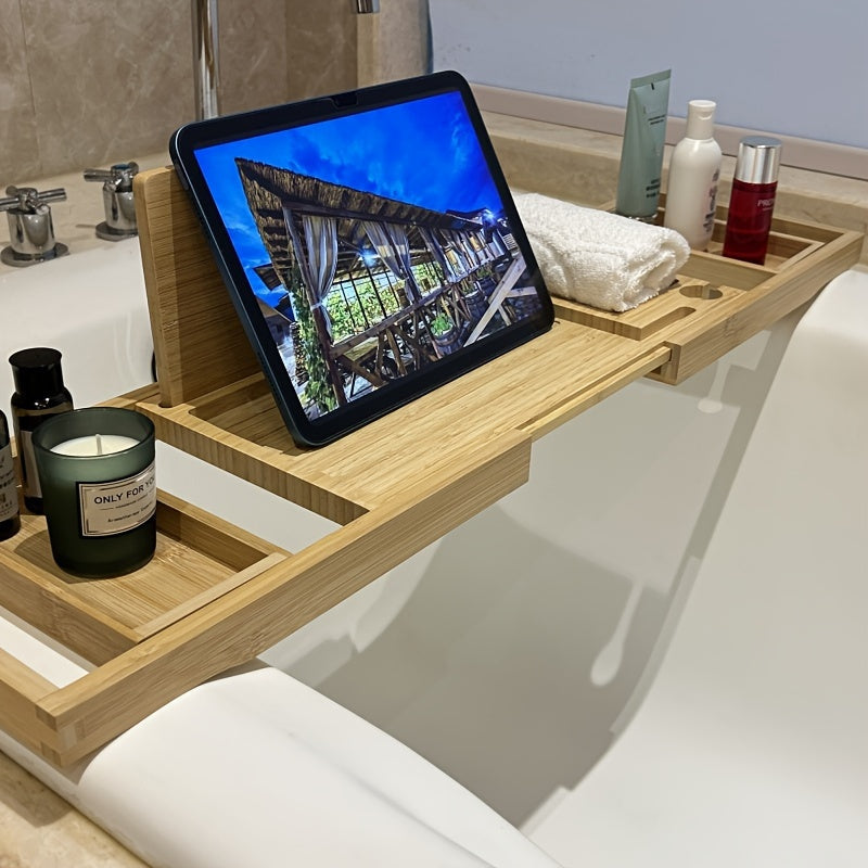 Bamboo Multipurpose Bathtub Caddy Shelf