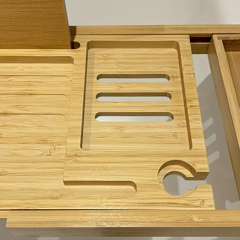 Bamboo Multipurpose Bathtub Caddy Shelf