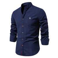 Band Collar Cotton Shirt