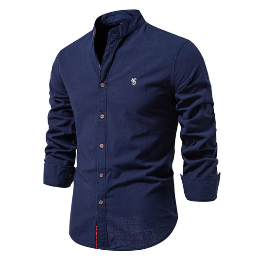 Band Collar Cotton Shirt