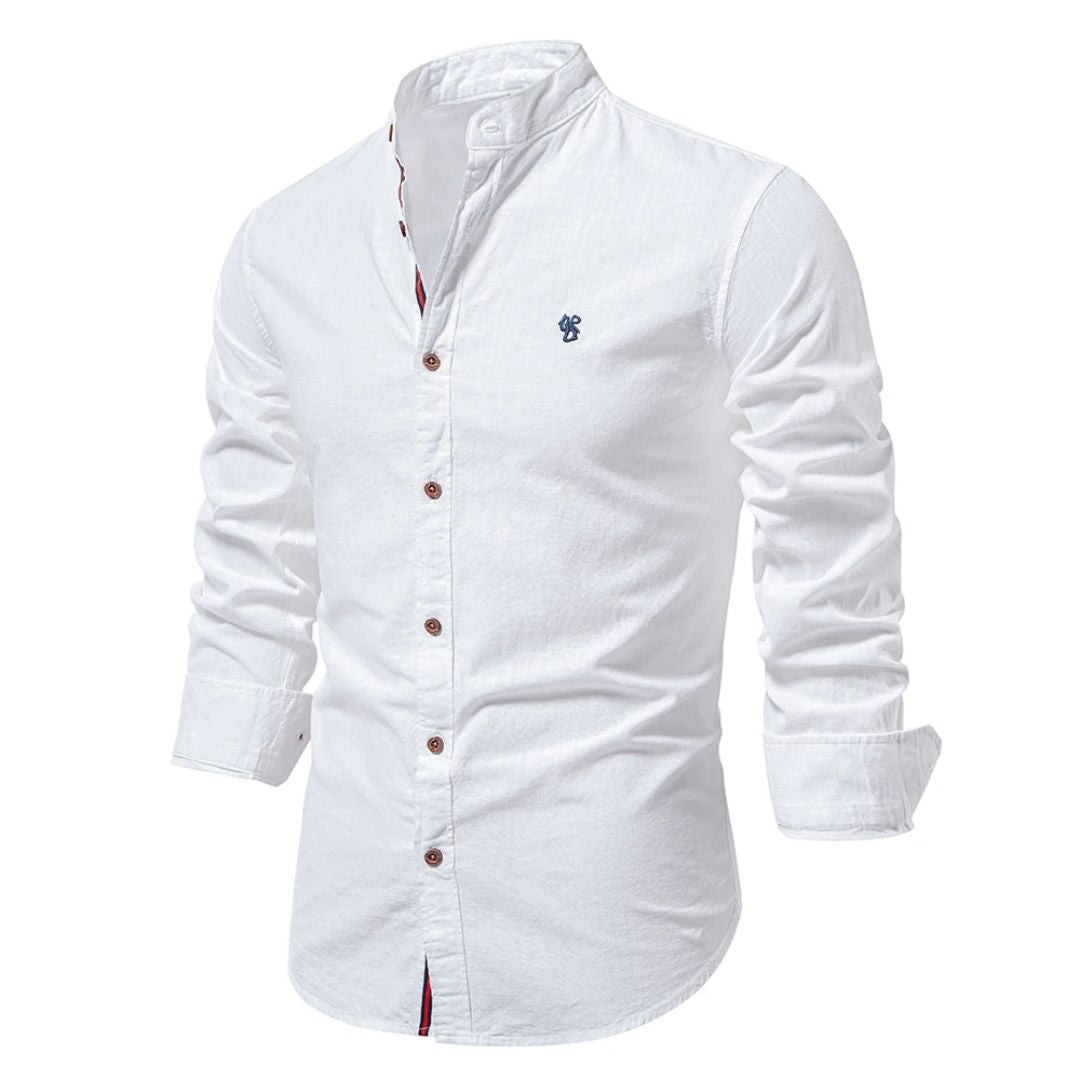 Band Collar Cotton Shirt
