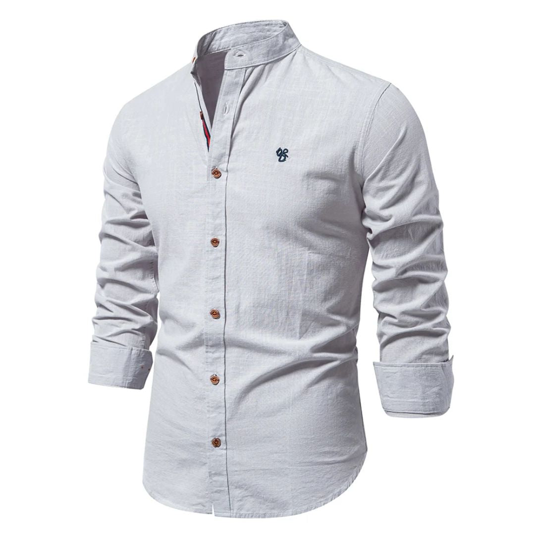 Band Collar Cotton Shirt