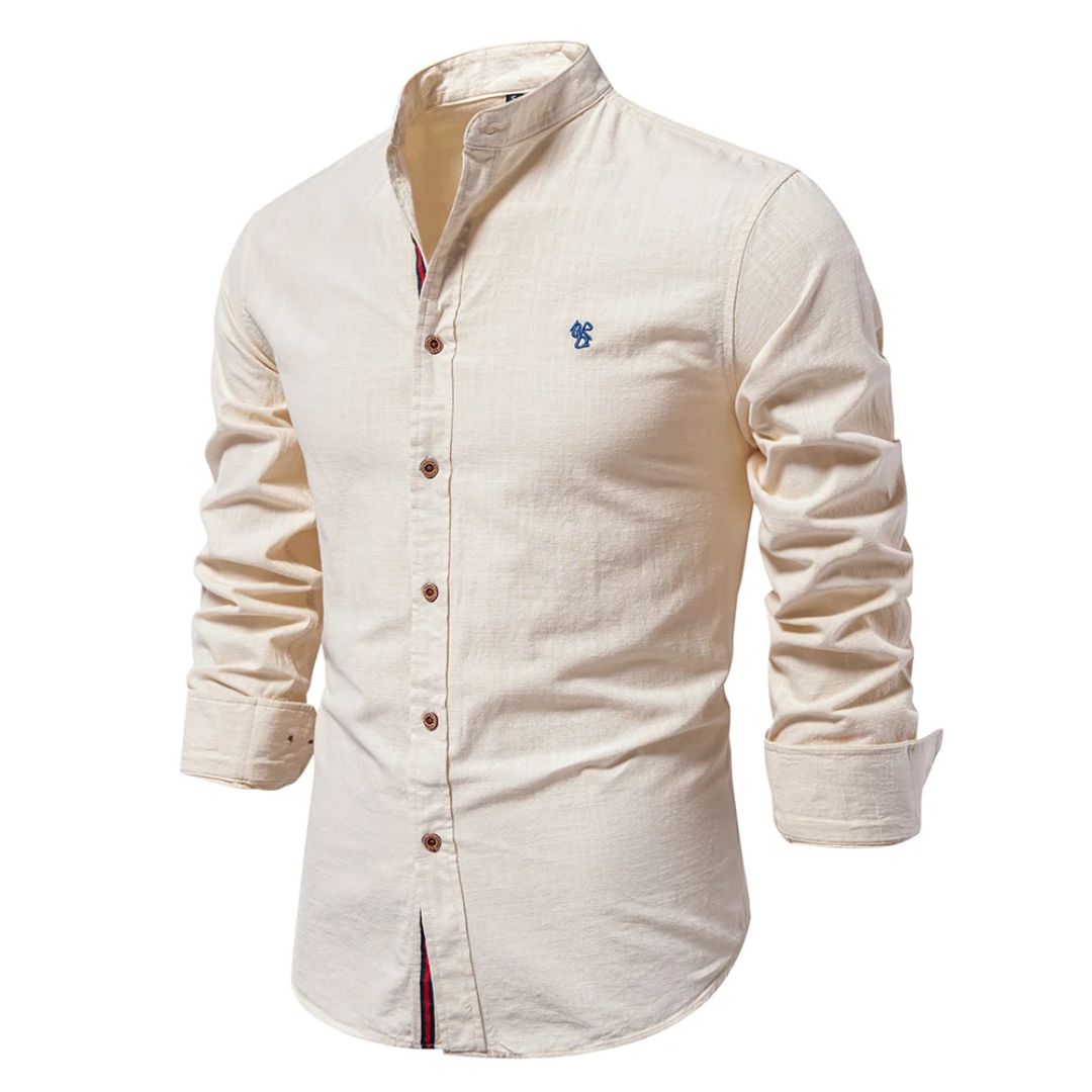 Band Collar Cotton Shirt
