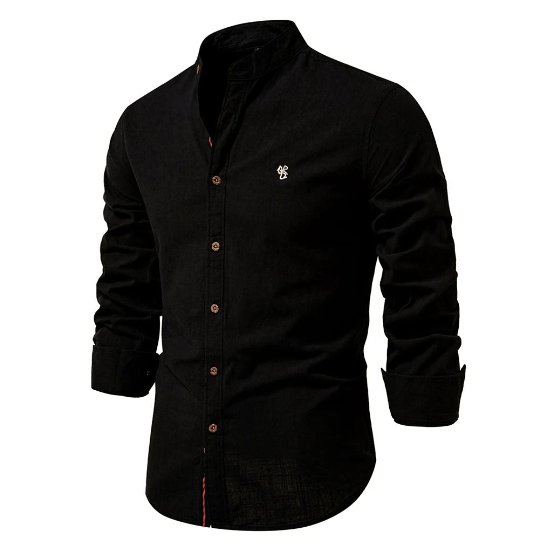 Band Collar Cotton Shirt