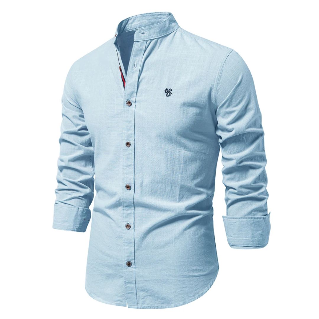 Band Collar Cotton Shirt