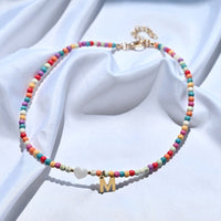 Beaded Necklace with Letter Pendant