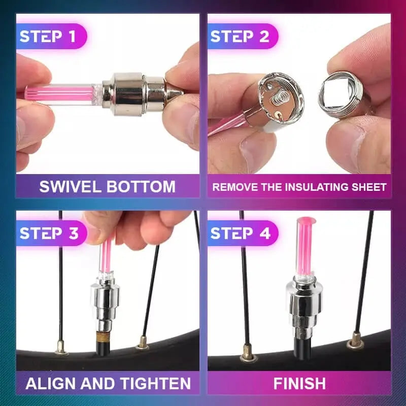 Bicycle Valve LED Lights for Night Riding