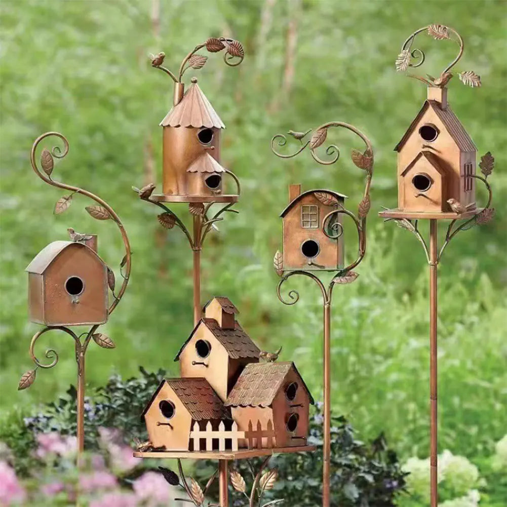 Birdhouse on a Post for Garden and Patio