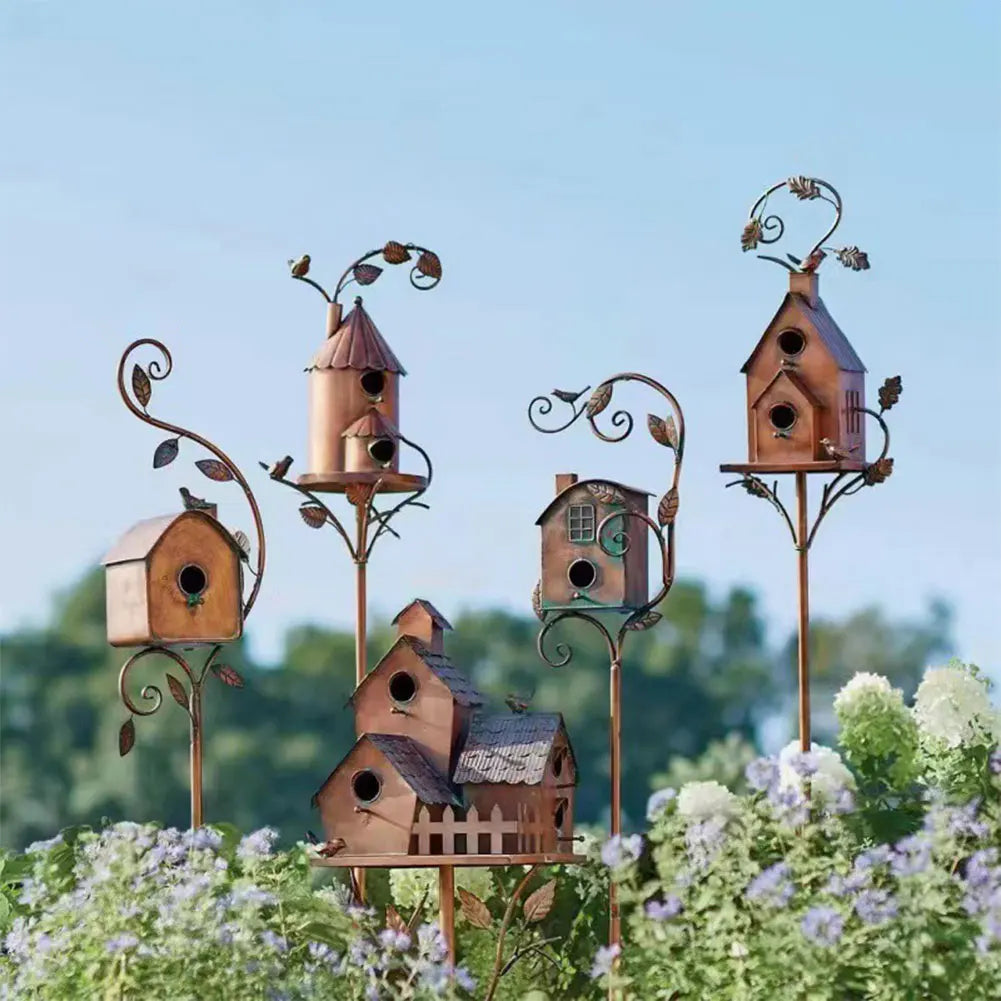 Birdhouse on a Post for Garden and Patio