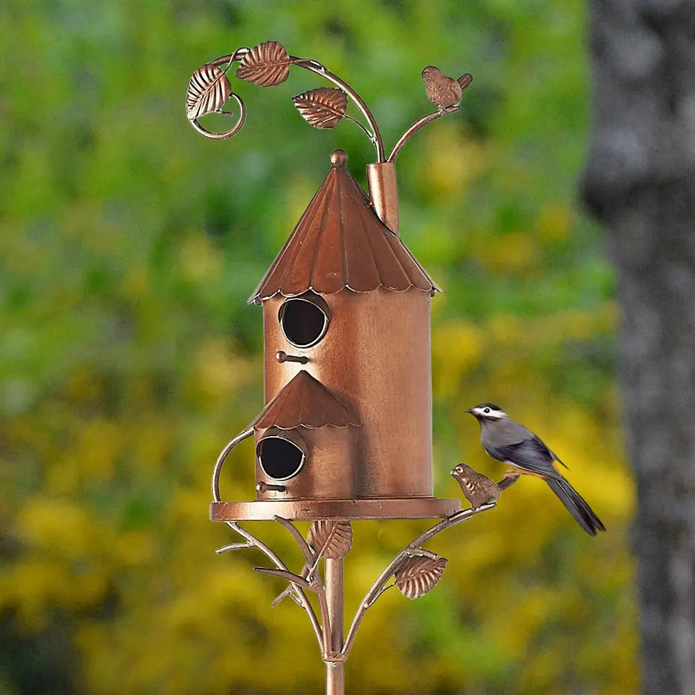 Birdhouse on a Post for Garden and Patio
