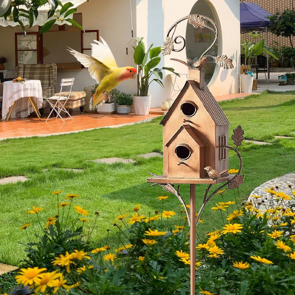 Birdhouse on a Post for Garden and Patio