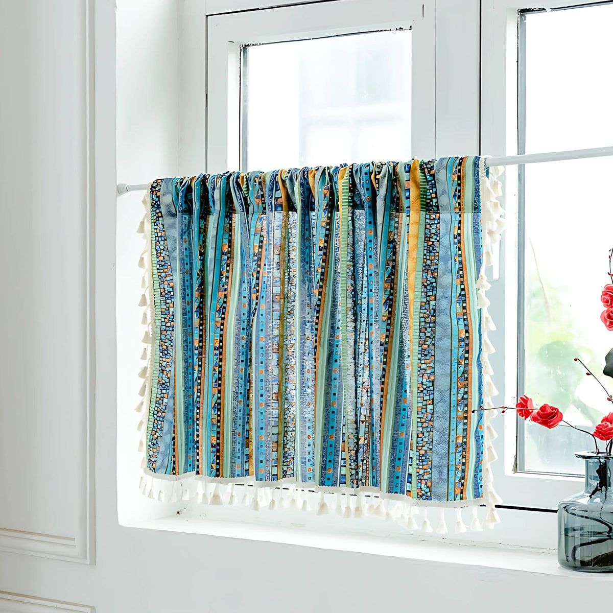 Boho Striped Tassel Window Curtain for Living Room