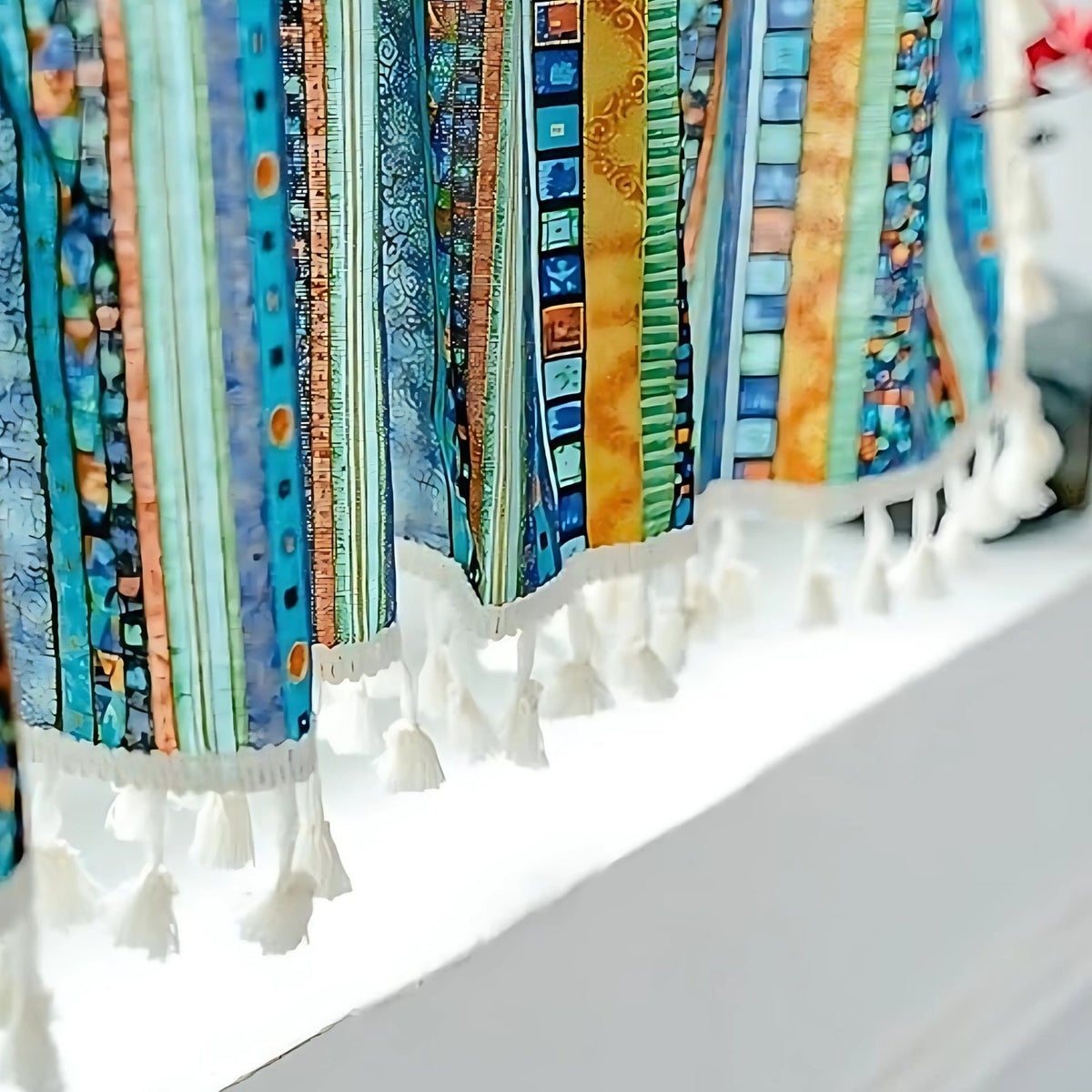 Boho Striped Tassel Window Curtain for Living Room