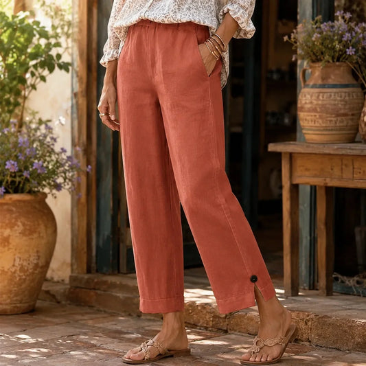 Breathable Straight-Leg Ankle Trousers for Women