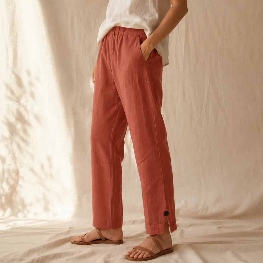 Breathable Straight-Leg Ankle Trousers for Women