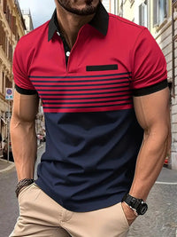 Breathable Striped Polo Shirt