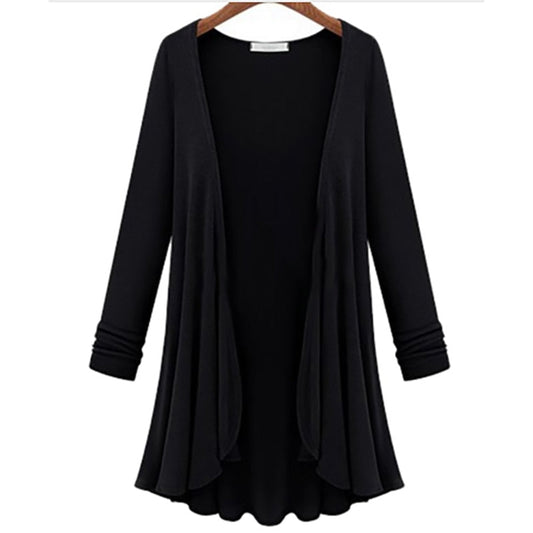 Casual Long-Sleeve Ruffled Cardigan