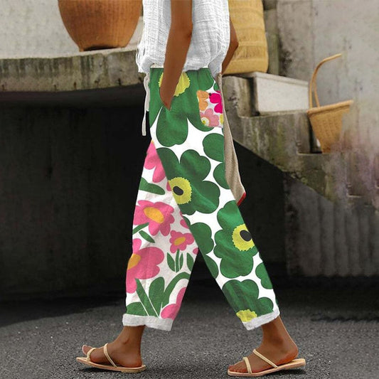 Comfortable Floral Pattern Trousers with All-Day Comfort