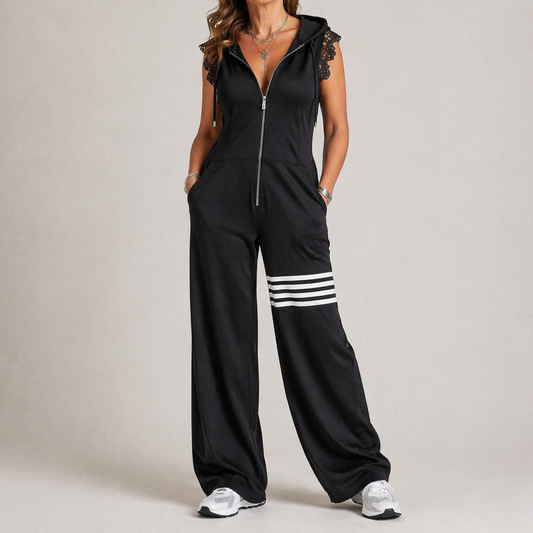 Comfortable Sleeveless Hooded Tracksuit Jumpsuit