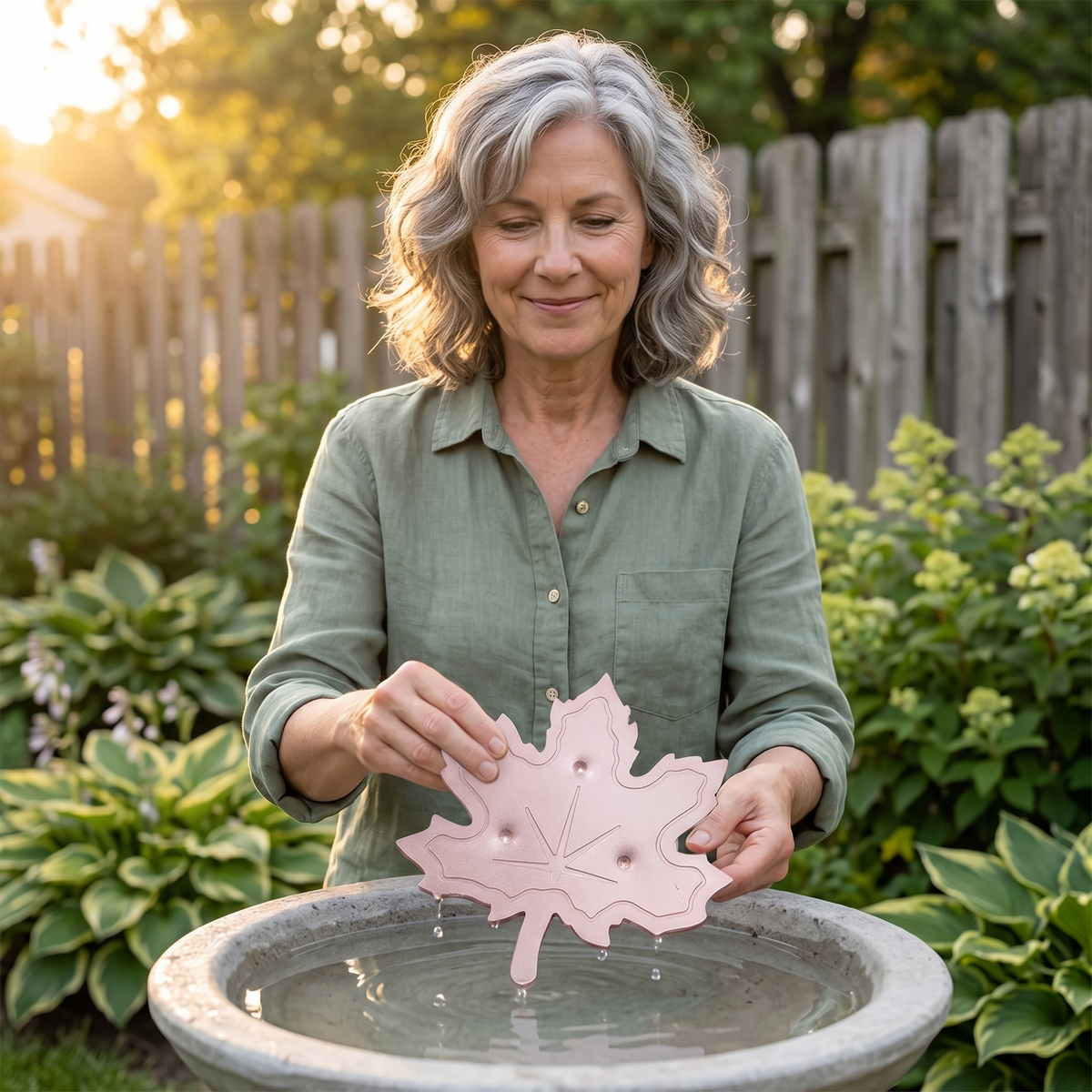 Copper Leaf Bird Bath Purifier for Algae Control