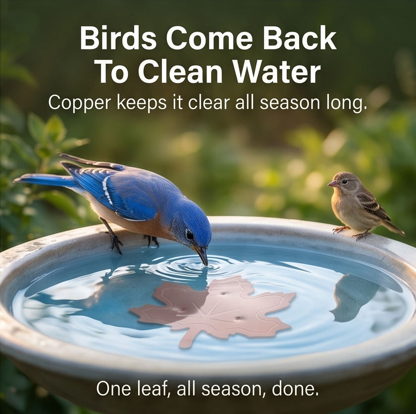 Copper Leaf Bird Bath Purifier for Algae Control