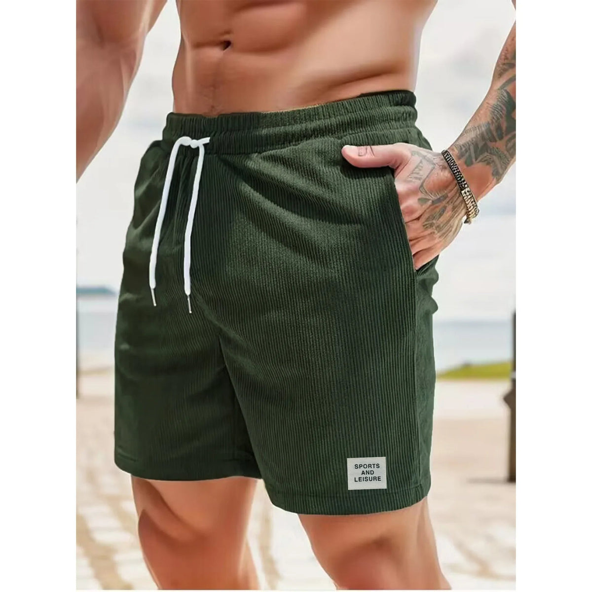 Corduroy Relaxed Fit Drawstring Shorts