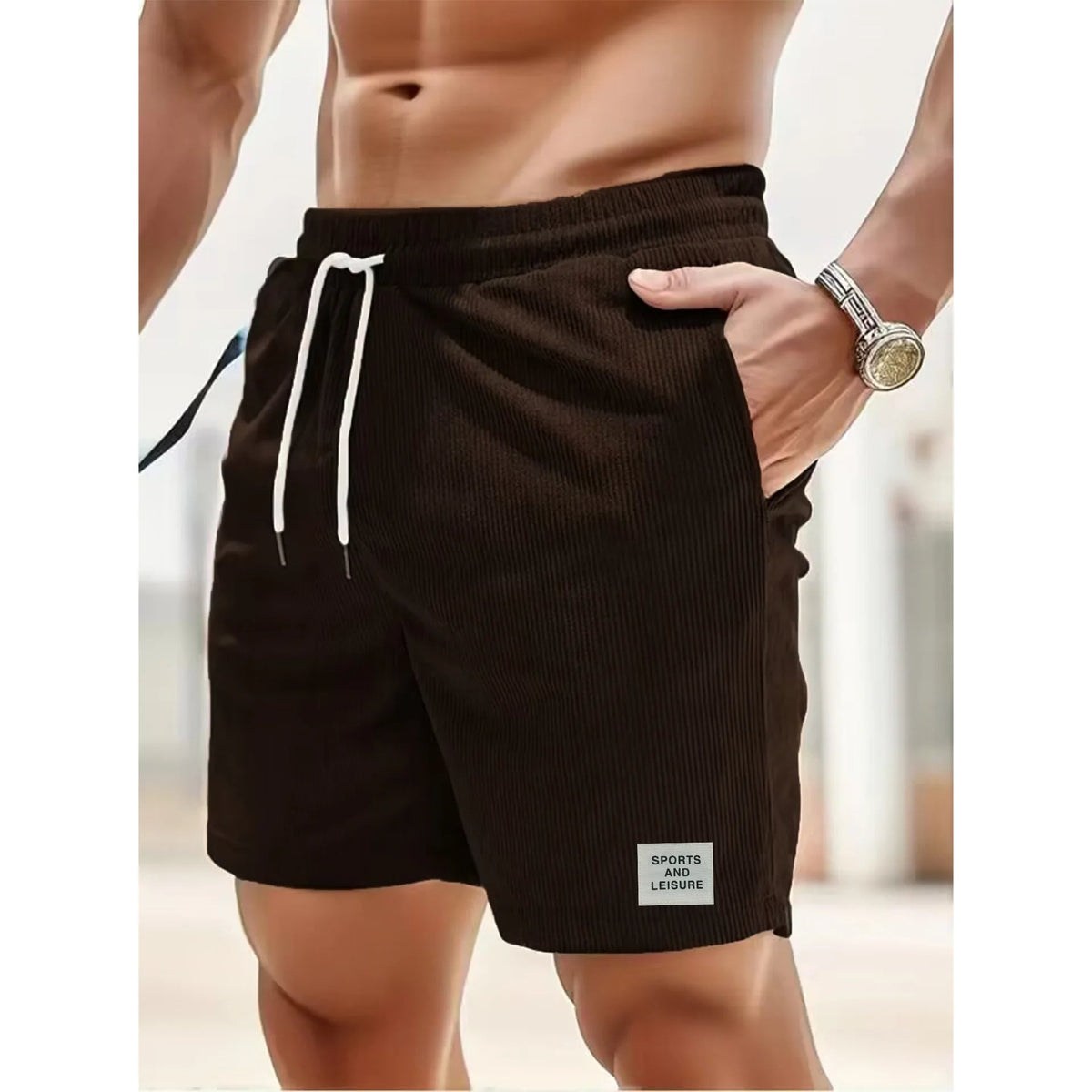 Corduroy Relaxed Fit Drawstring Shorts