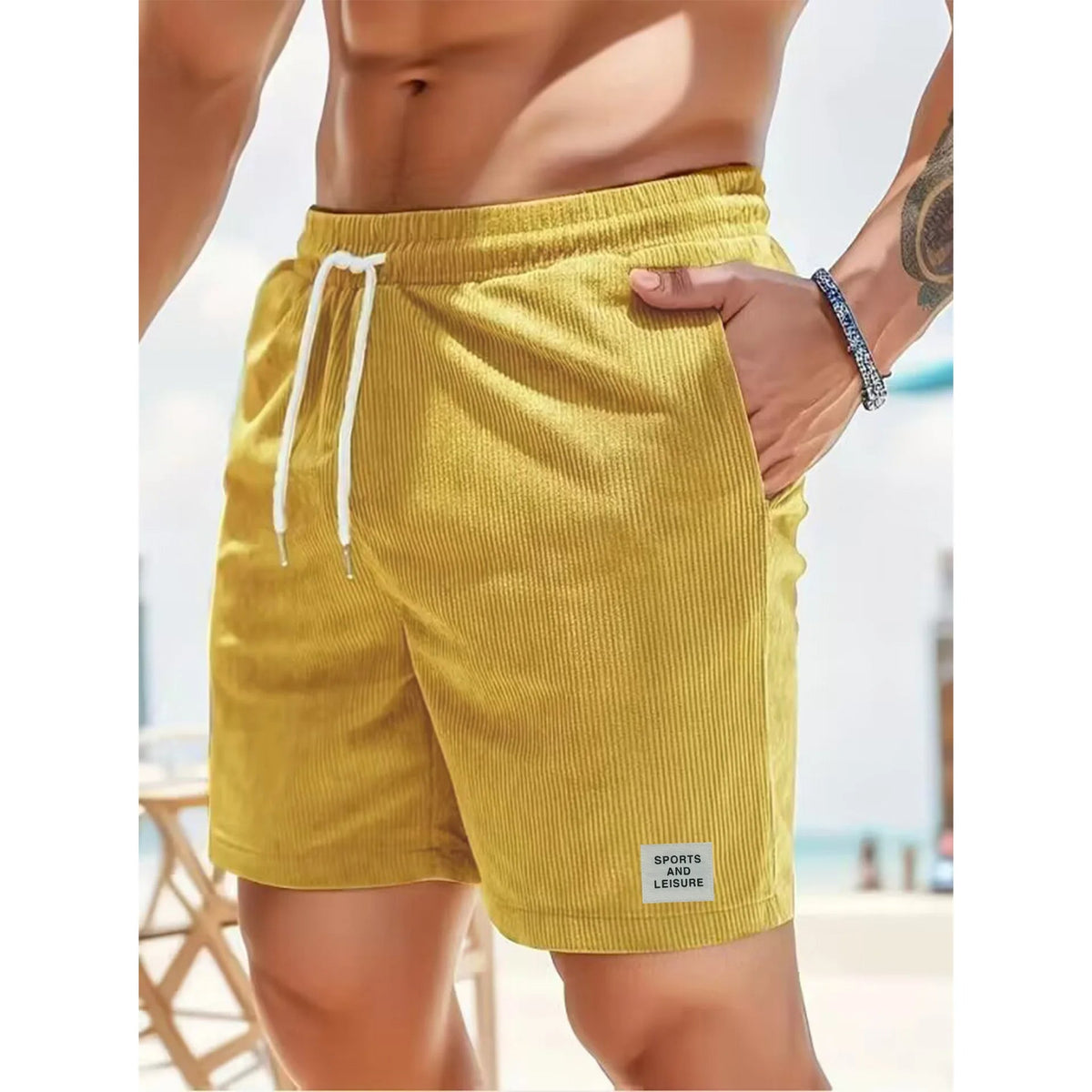 Corduroy Relaxed Fit Drawstring Shorts