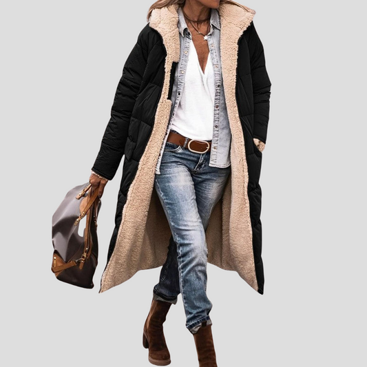 Cozy Hooded Teddy Lined Long Coat