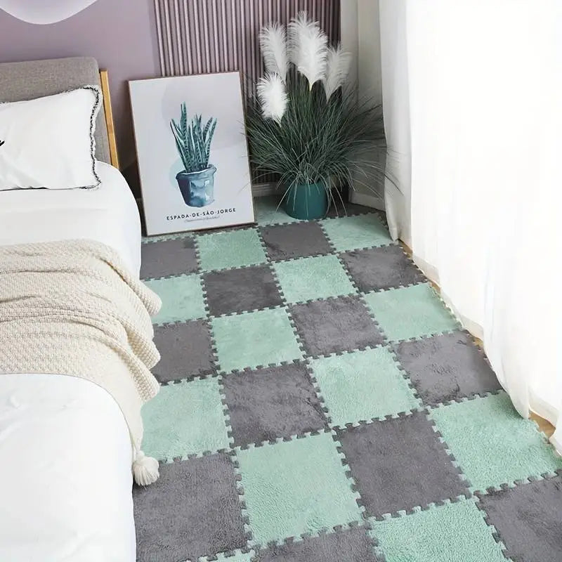 Cute and Comfortable Interlocking Puzzle Foam Floor Mat (Set of 10 Squares)
