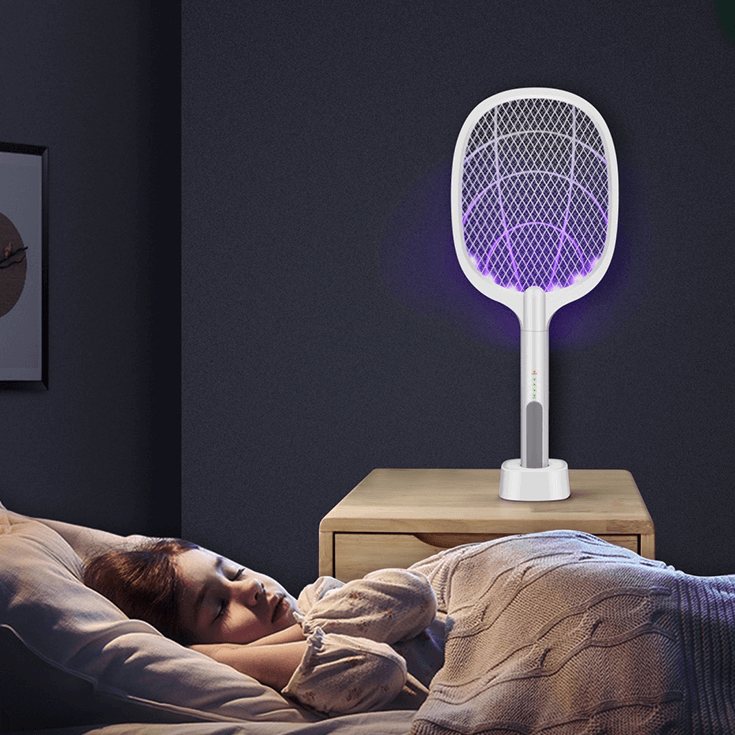 Electric Fly Swatter Racket - USB Rechargeable Insect Zapper with LED Attractant Technology
