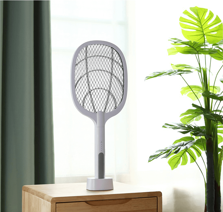 Electric Fly Swatter Racket - USB Rechargeable Insect Zapper with LED Attractant Technology