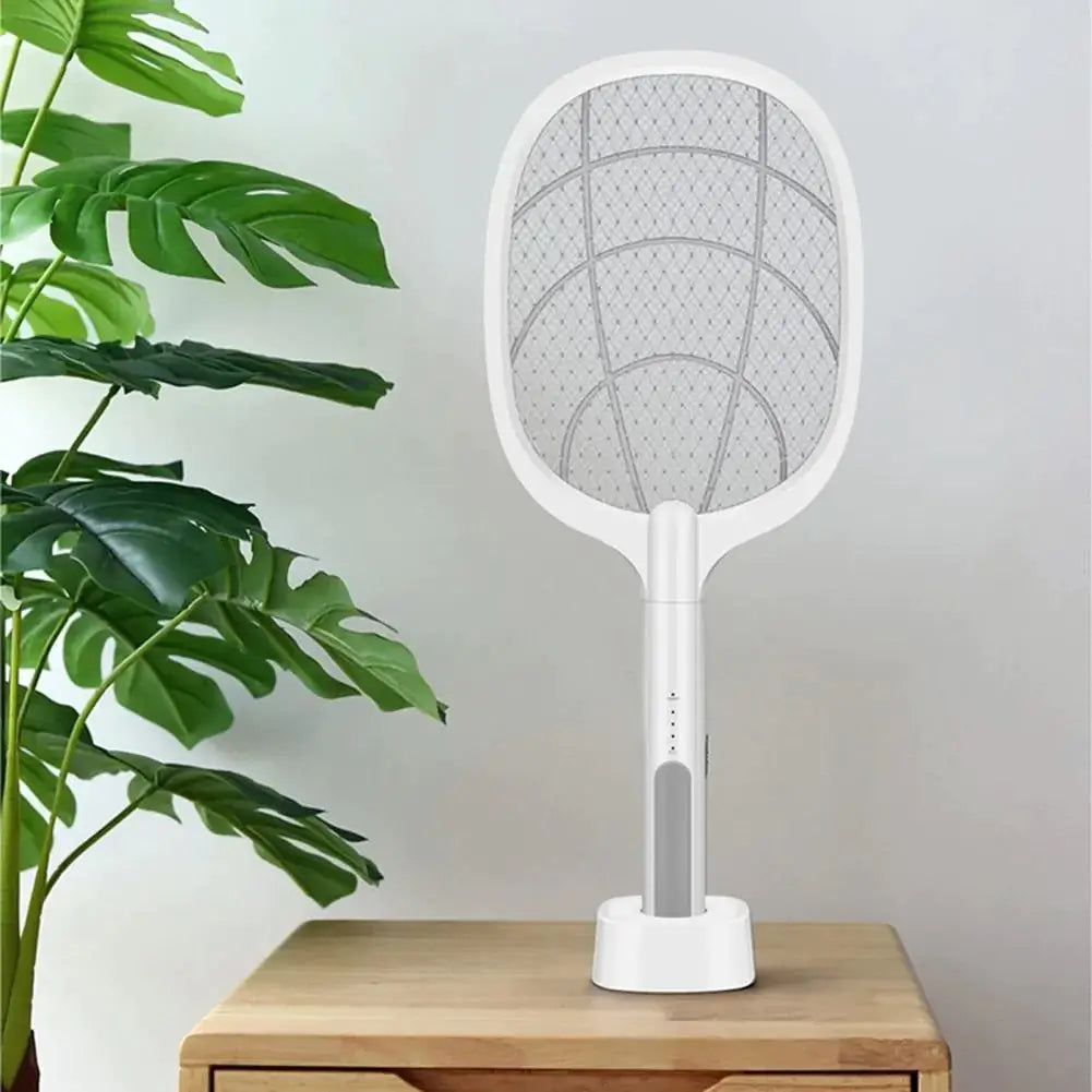 Electric Fly Swatter Racket - USB Rechargeable Insect Zapper with LED Attractant Technology
