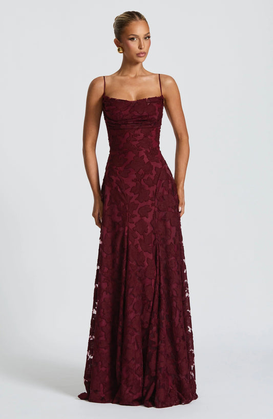 Elegant Backless Lace Maxi Dress