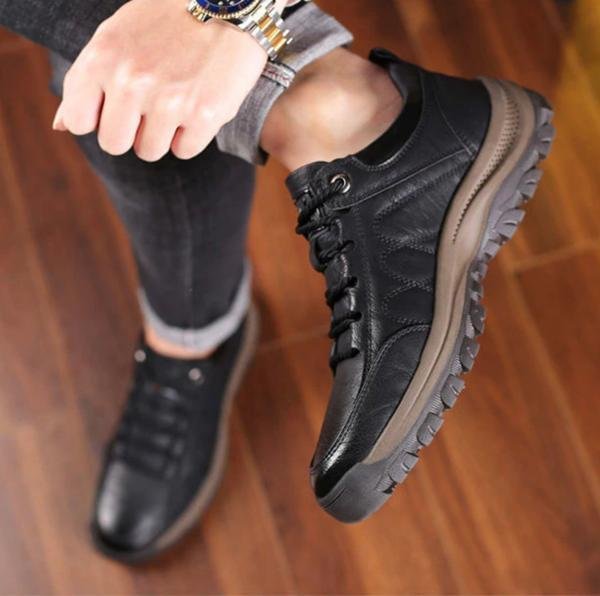 Elegant Men's Orthopedic High-Quality Calfskin Leather Shoes – Lightweight, Waterproof & Non-Slip