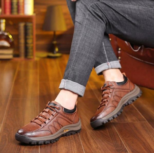 Elegant Men's Orthopedic High-Quality Calfskin Leather Shoes – Lightweight, Waterproof & Non-Slip