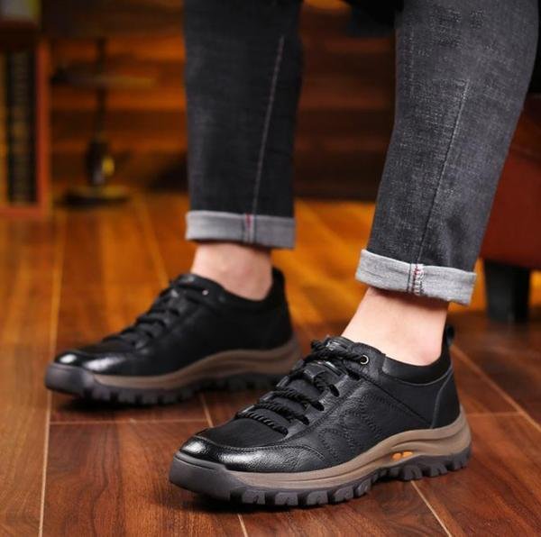Elegant Men's Orthopedic High-Quality Calfskin Leather Shoes – Lightweight, Waterproof & Non-Slip