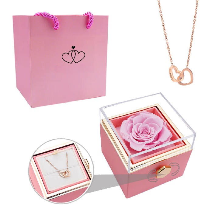 Eternal Rose Box with Personalized Necklace for Women