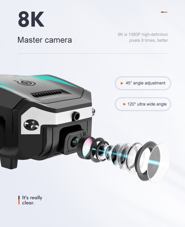 Foldable 8K Drone with Dual Camera and Obstacle Avoidance
