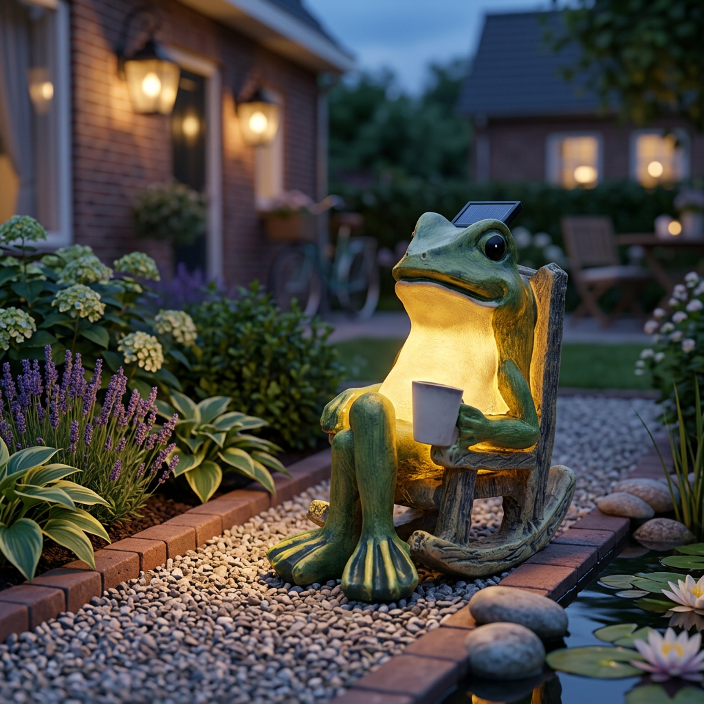 Frog Solar Garden LED Light Outdoor Pond Decor