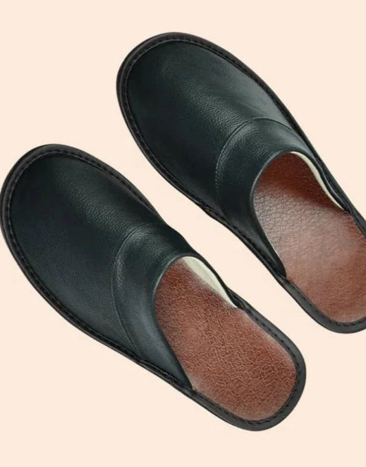 Genuine Leather Slippers – Non-Slip and Comfortable