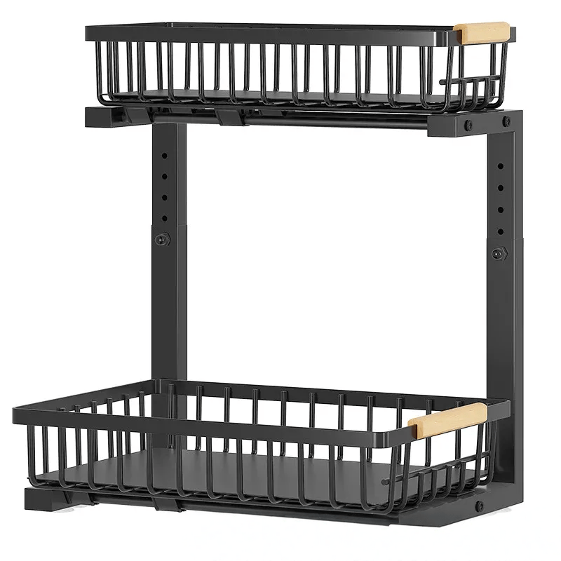 Heavy-Duty Adjustable Steel Under Sink Organizer for Kitchen & Bathroom