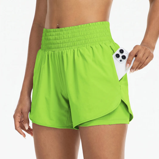High-Waisted Layered Athletic Shorts