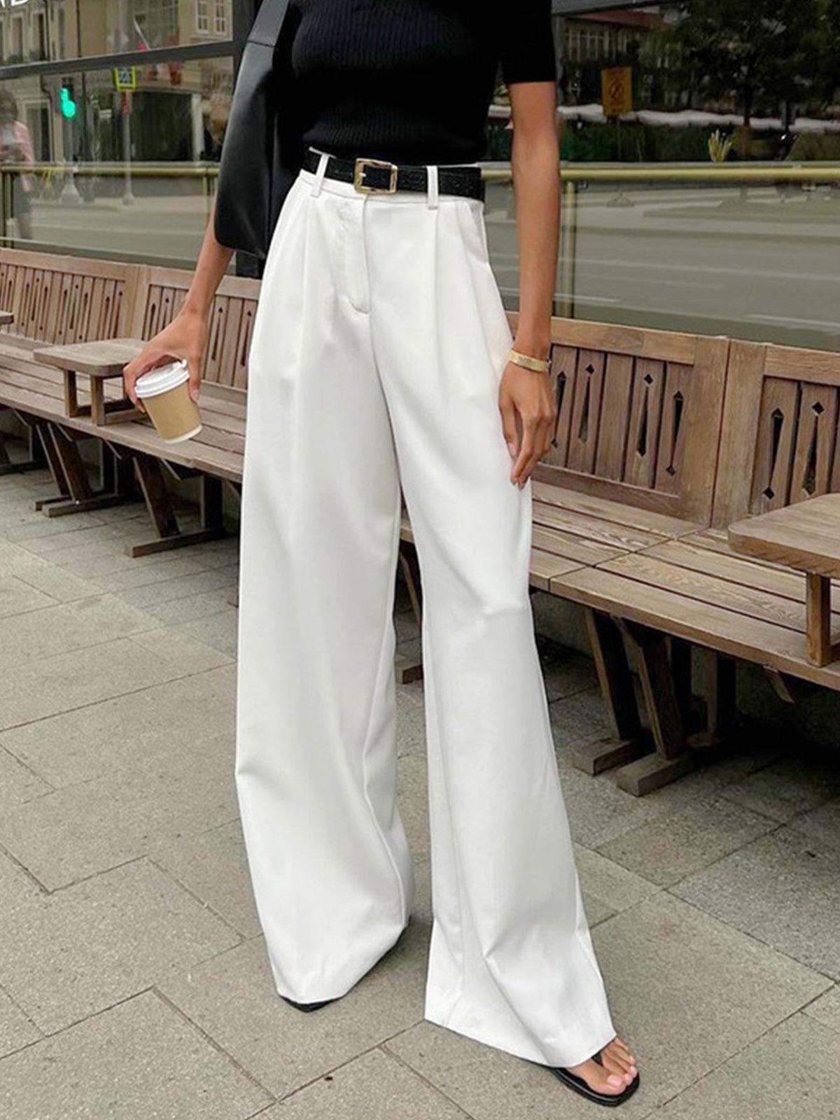 High-Waisted Pleated Wide-Leg Pants
