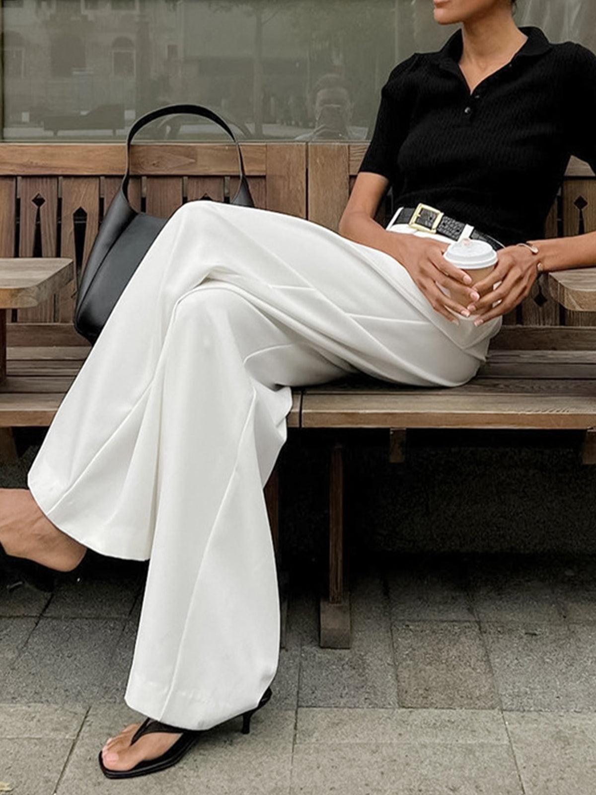 High-Waisted Pleated Wide-Leg Pants