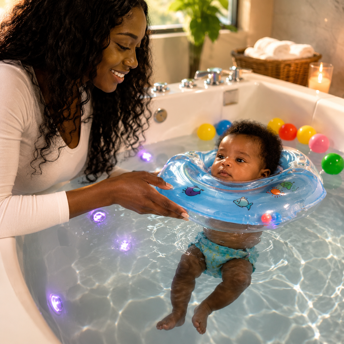 Inflatable Baby Neck Float with Adjustable Support for Bathing