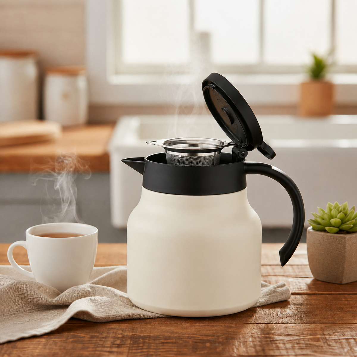 Insulated Teapot with Infuser and Ceramic Liner - 800 ml