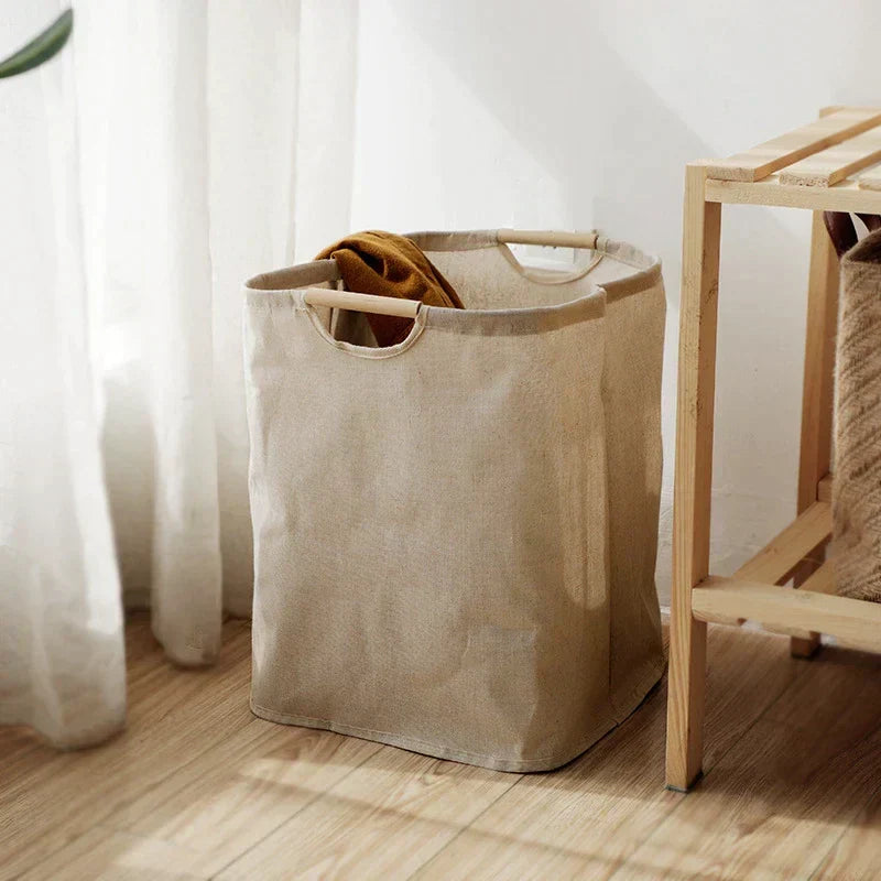 Japanese Cotton Linen Laundry Basket - Collapsible Storage Basket