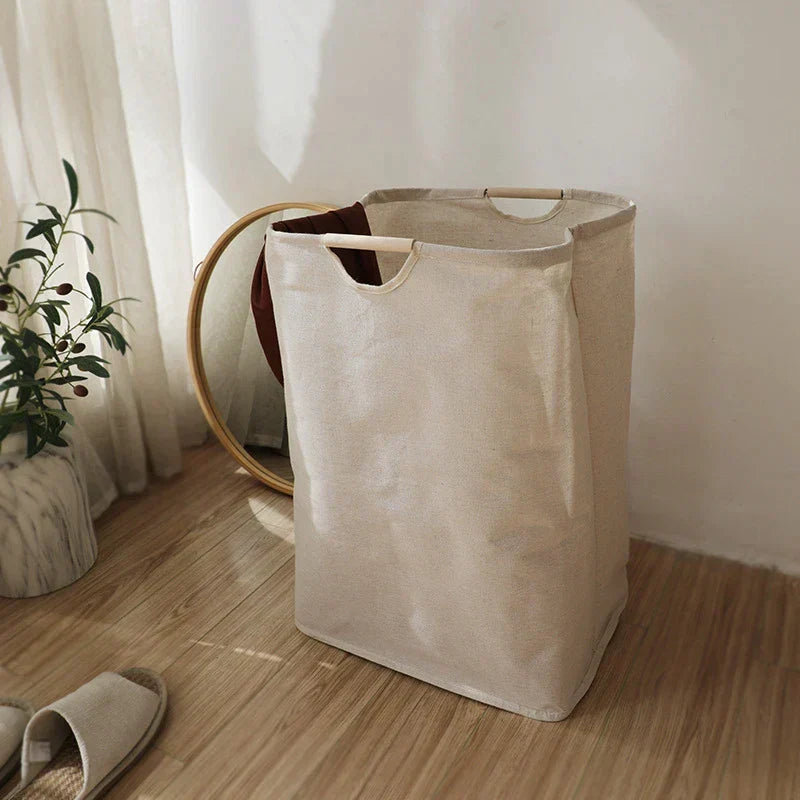 Japanese Cotton Linen Laundry Basket - Collapsible Storage Basket