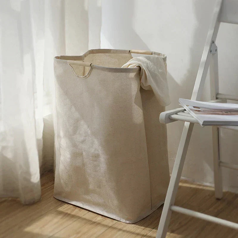 Japanese Cotton Linen Laundry Basket - Collapsible Storage Basket